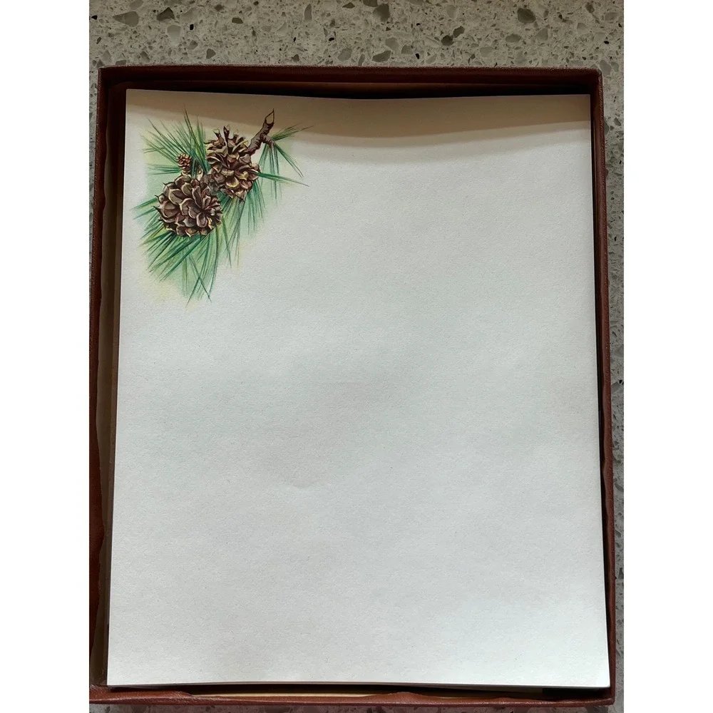 Vintage Hobby Scented Pine Cones Stationery Set Boxed Writing Paper Envelopes